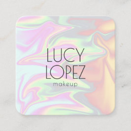 Cartão De Visita Quadrado maquiagem holográfica Na moda moderna do pintinho 