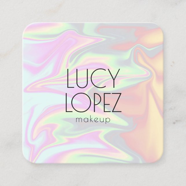 Cartão De Visita Quadrado maquiagem holográfica Na moda moderna do pintinho  (Frente)