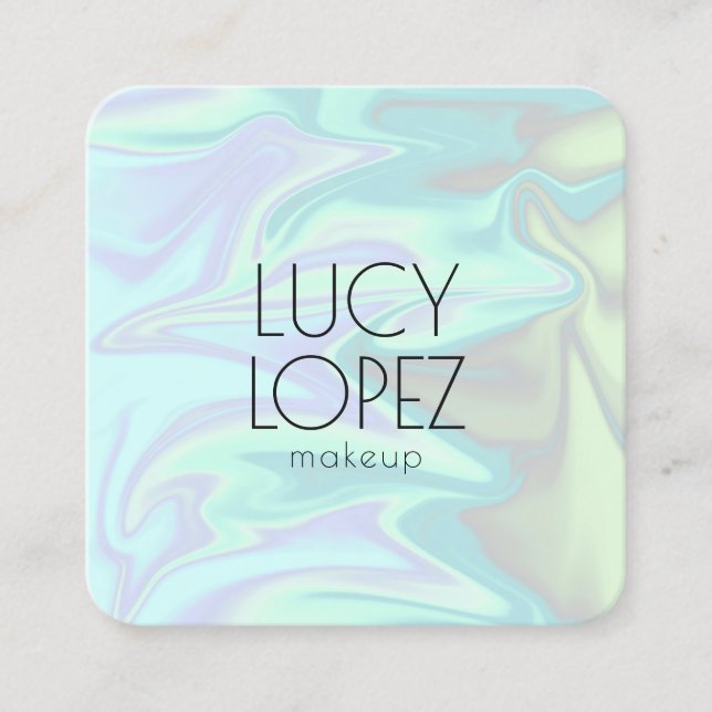 Cartão De Visita Quadrado maquiagem holográfica Na moda moderna do pintinho  (Frente)
