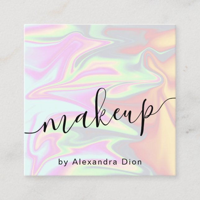 Cartão De Visita Quadrado maquiagem holográfica na moda moderna do pintinho  (Frente)