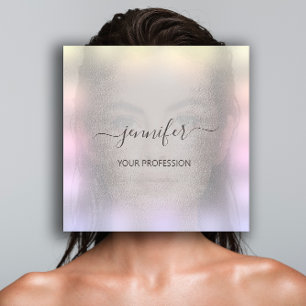 Cartão De Visita Quadrado Maquiagem profissional da Cinza Enfumaçado azul