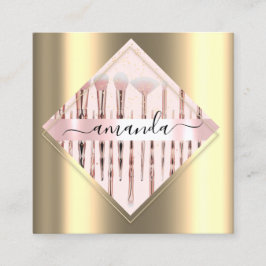 Cartão De Visita Quadrado Maquiagem profissional Pincéis de logotipo de arti