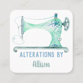 Cartão De Visita Quadrado Máquina de costura, stress Watercolor Quadrado