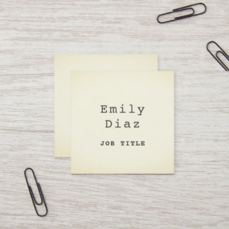 Cartão De Visita Quadrado Máquina de Escrever Offwhite