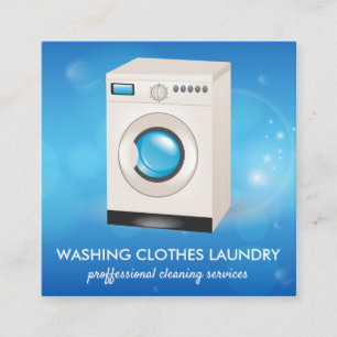 Cartão De Visita Quadrado Máquina de Lavar Roupas Limpeza de Roupas