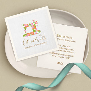 Cartão De Visita Quadrado Máquina Floral de Serradura