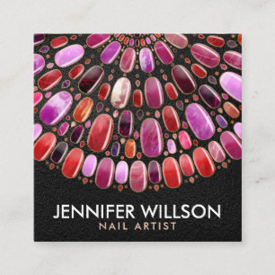 Cartão De Visita Quadrado Marble Nail Art Mandala - Nomeação 
