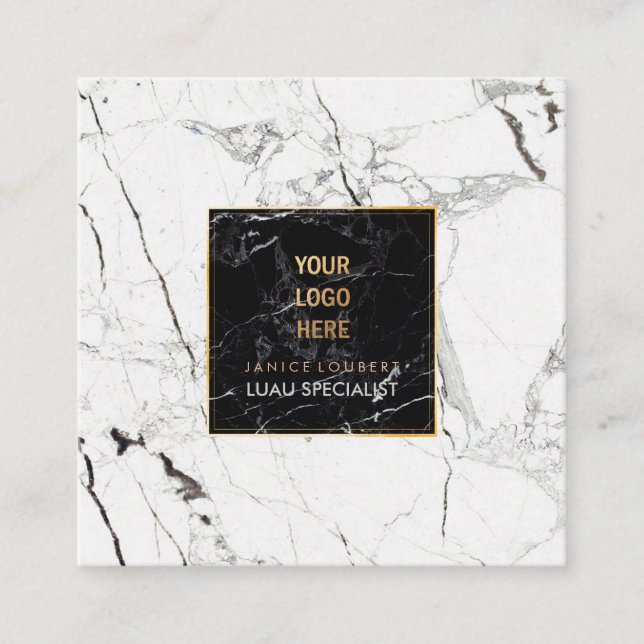 Cartão De Visita Quadrado Marble PixDezines /Preto+Branco (Frente)