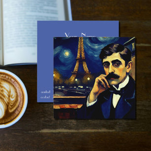 Cartão De Visita Quadrado Marcel Proust em Paris -arte fantasia