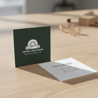 Cartão De Visita Quadrado Marceneiro Personalizado Floresta Escura Verde