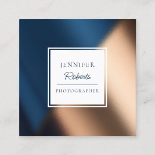 Cartão De Visita Quadrado Marinho Azul, Dourada Azul, moderno, luxo