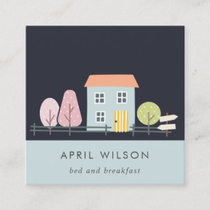 CARTÃO DE VISITA QUADRADO MARINHO AZUL JARDIM AZUL PARA CASA, CASA DE CASA E