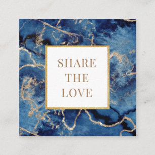 Cartão De Visita Quadrado marinho azul ondas dourado salão spa lealdade Car