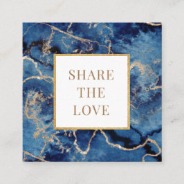 Cartão De Visita Quadrado marinho azul ondas dourado salão spa lealdade Cart