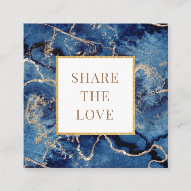 Cartão De Visita Quadrado marinho azul ondas dourado salão spa lealdade Cart (Frente)