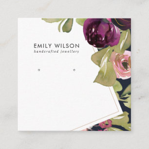 CARTÃO DE VISITA QUADRADO MARINHO BURGUNDY BLUSH FLORAL STUD EARRING