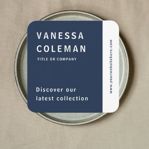 Cartão De Visita Quadrado Marinho de código Qr profissional Mídia social azu