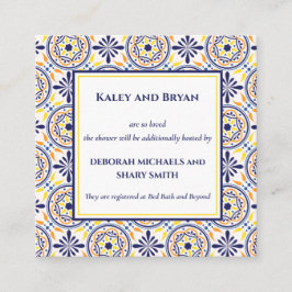 Cartão De Visita Quadrado Marinho espanhol Amarelo Azulejo Mediterrâneo Pers