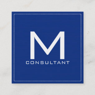 Cartão De Visita Quadrado Marinho Moderno Elegante de Monograma Profissional