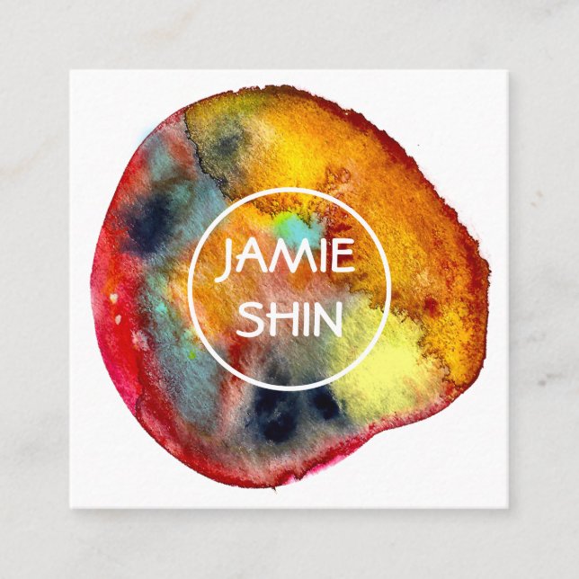 Cartão De Visita Quadrado Marinho texturizado do Blob de Cores Vermelhos (Frente)