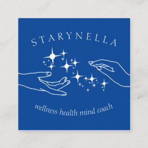 Cartão De Visita Quadrado Marinho White Stars Energia Mãos Reiki Terapêutica