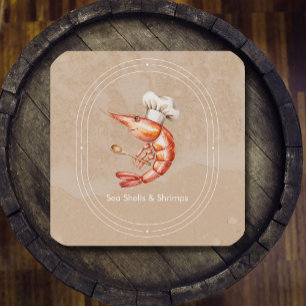 Cartão De Visita Quadrado Marisco/Estilo Costeiro de Praia