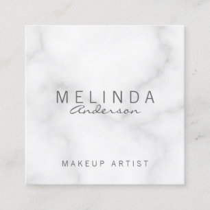 Cartão De Visita Quadrado Mármore branco elegante profissional
