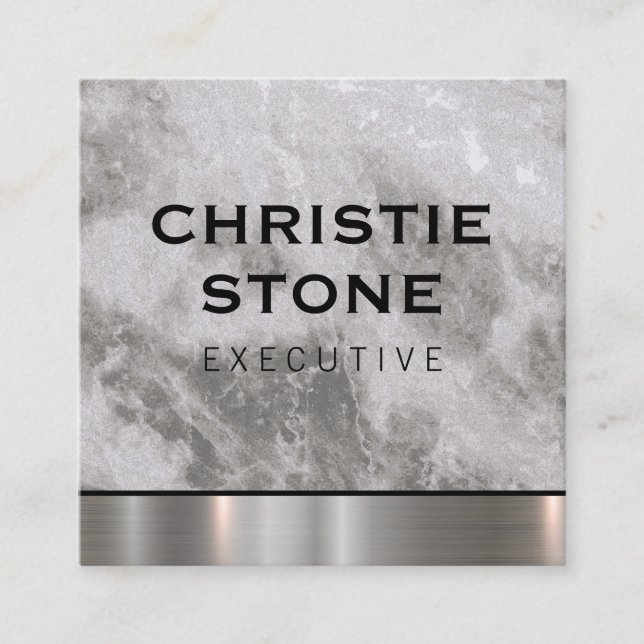 Cartão De Visita Quadrado Mármore com Trilha Metálica (Frente)