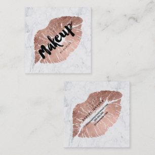 Cartão De Visita Quadrado Mármore cor-de-rosa 2 da tipografia do ouro dos