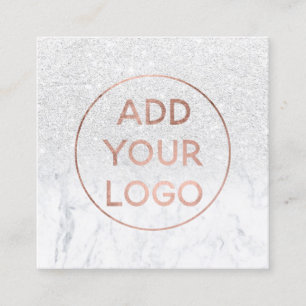 Cartão De Visita Quadrado Mármore cor-de-rosa moderno do branco do brilho d