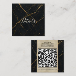 Cartão De Visita Quadrado Mármore Meia-Noite Dourado Preto & Dourado Casamen