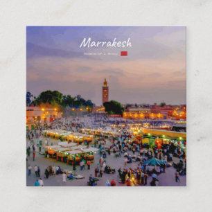 Cartão De Visita Quadrado Marrakesh, Marrocos - Praça Jemaa el Fnaa