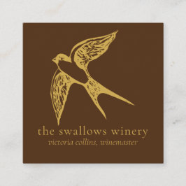 Cartão de Visita Quadrado Marrom com Código QR de