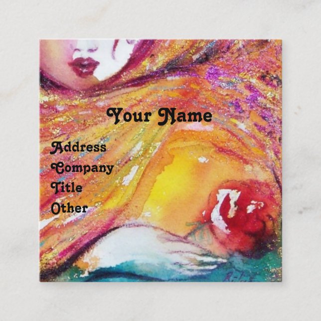 Cartão De Visita Quadrado MÁSCARA AMARELO COM Artista de Maquiagem de Beleza (Frente)