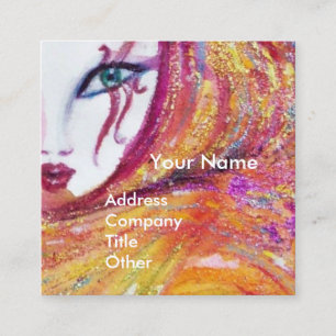 Cartão De Visita Quadrado MÁSCARA AMARELO COM Beleza ROSA VERMELHA Compor Ar