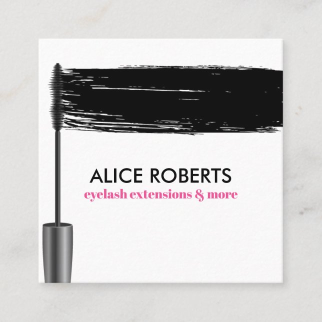Cartão De Visita Quadrado Mascara Traça Eyelashes Extensão Bar (Frente)