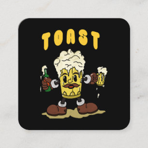 Cartão De Visita Quadrado Mascote da Torrada de Cerveja