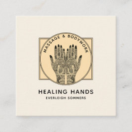 Cartão De Visita Quadrado Massagem Terapêutica Corpo Mehndi Henna Square Bu