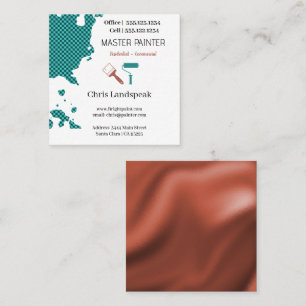 Cartão De Visita Quadrado Masterpainter & Padrão de Quadro de Verificação Az