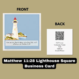 Cartão De Visita Quadrado Mateus 11:28 Farol