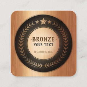Cartão De Visita Quadrado MEDALHA PERSONALIZADA DIY Bronze ADICIONE SEU LOGO