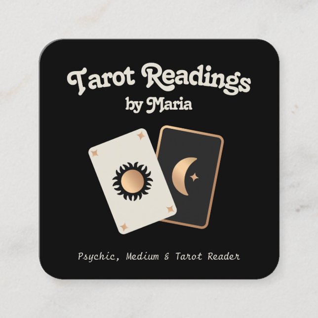 Cartão De Visita Quadrado Média Psicológica do Leitor de Placas Tarot (Frente)