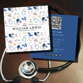 Cartão De Visita Quadrado Médico Médico Moderno Enfermeiro Código QR