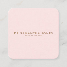 Cartão De Visita Quadrado Médico Moderno Minimalista Rosa Profissional