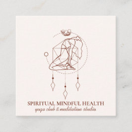 Cartão De Visita Quadrado Meditação de Bela Escamuflada Rosa Chakra Yoga Tre