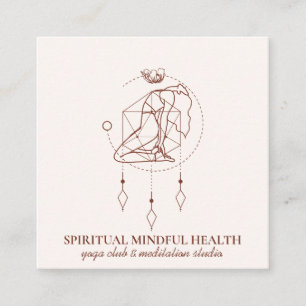 Cartão De Visita Quadrado Meditação de Bela Escamuflada Rosa Chakra Yoga Tre