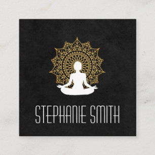 Cartão De Visita Quadrado Meditação de Yoga com Padrão na moda
