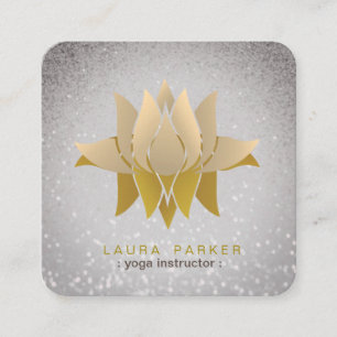 Cartão De Visita Quadrado Meditação Holística de Instrutor Lotus Flower Yoga