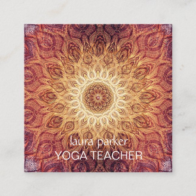 Cartão De Visita Quadrado Meditação Mandala Boho Yoga - Praça da Saúde Holís (Frente)