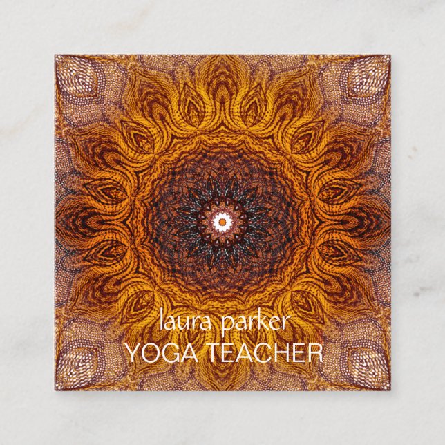 Cartão De Visita Quadrado Meditação Mandala Boho Yoga - Praça da Saúde Holís (Frente)